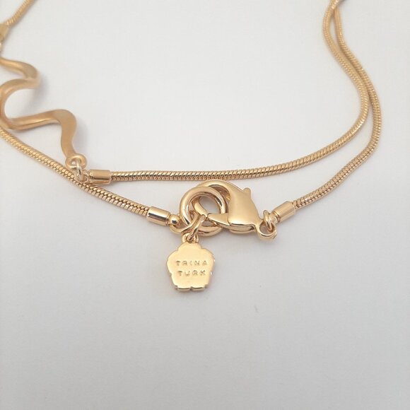 Trina Turk Glossy Gold Wavy Long Necklace - Picture 5 of 5